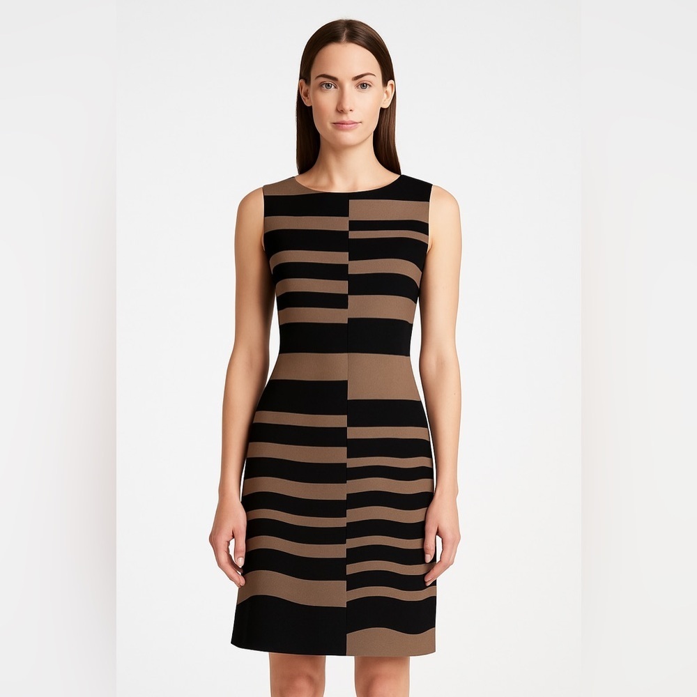 New Banana Republic women's dress black and tan colour size 6 midi knee length